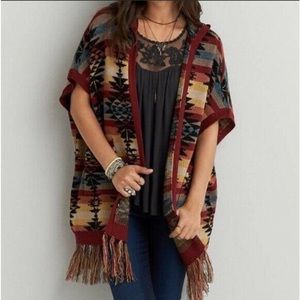 American Eagle Outfitters hooded poncho